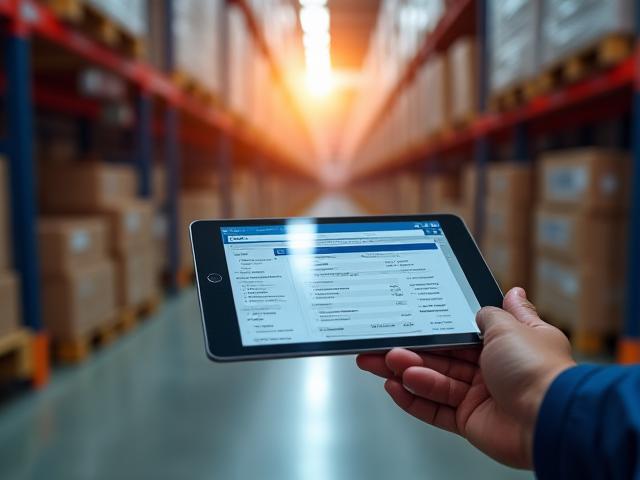 Logistics professional checking cargo manifest and freight classes