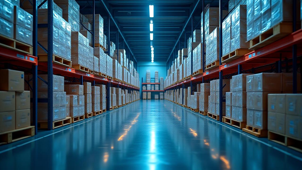 Organized modern logistics facility handling returns and recycling flow